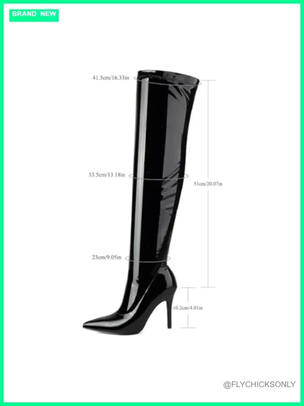 Pointed Toe Stiletto Over the Knee Boots Patent Faux Leather Zip